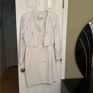 White Leather Dress with Studded Jacket